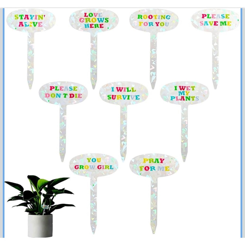 Funny Acrylic Plant Stakes Iridescent Garden Markers 9Pcs Plant Decor